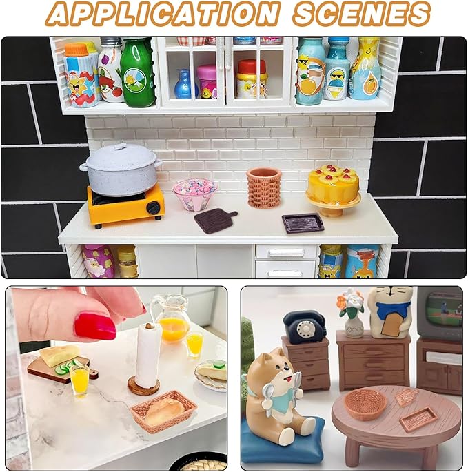 26 Pcs Plastic Miniature Trays Miniature Kitchen Basket Food Trays Cute Tableware Dishes Dollhouse Ornaments for Landscape Dollhouse Garden Tea Party Decor