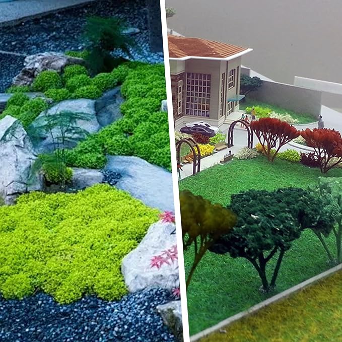 Warmtree Miniature Basing Material, Battlefields Basing Set, Static Grass Bushy Tufts Miniature Flowers Basing Glue for Train Railroad Scenery Military Layout Model and Diorama Supplies
