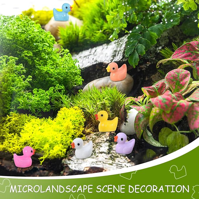 220 Pcs Mini Resin Duck Tiny Ducks Birthday Party Miniature Figure Landscape Aquarium DIY Decoration Bonsai Interior Christmas Fairy Garden Hide and Seek Prank (11 Colors)