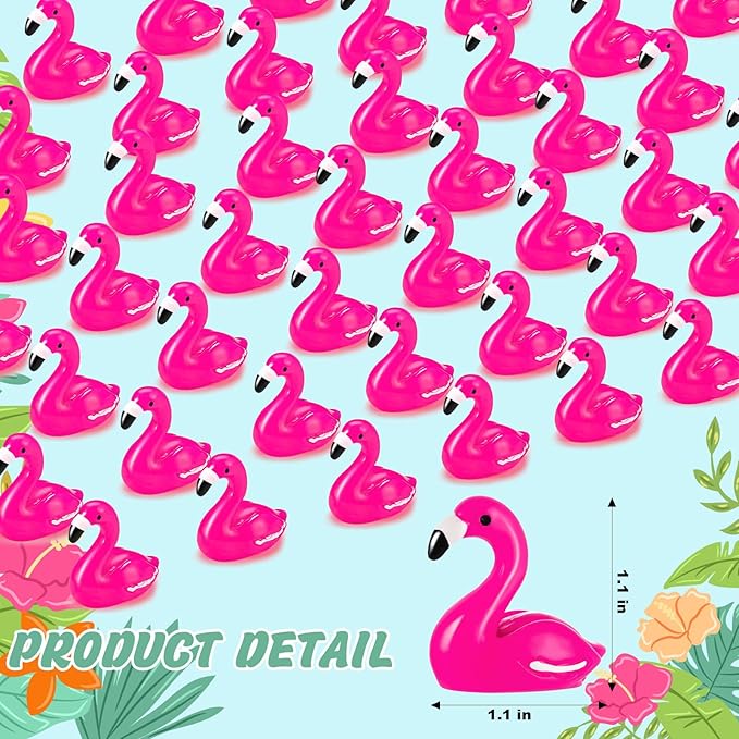 200Pcs Mini Resin Flamingo, Tiny Rose Red Flamingo Ducks, Cute Flamingo Figurines for Cake Topper Garden Dollhouse Landscape Aquarium Ornaments DIY Crafts