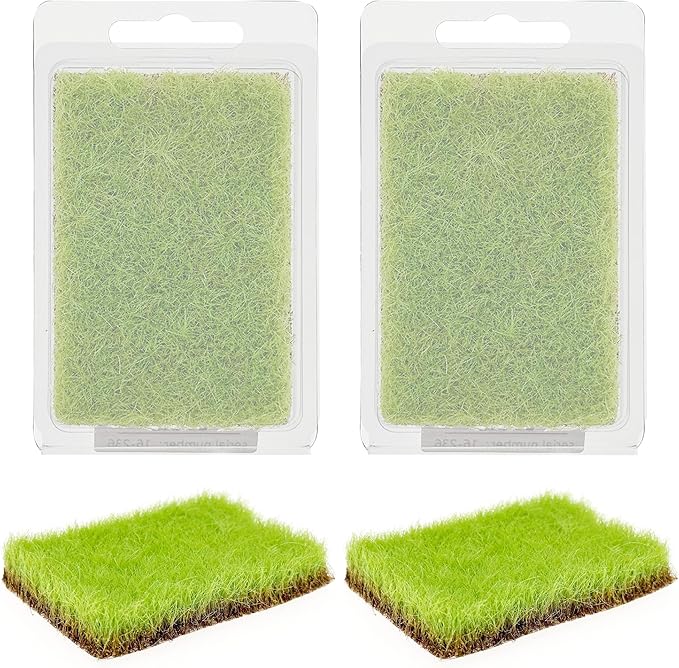 Woohome 2 PCS Static Grass Tuft Railway Artificial Grass for Train Scenery, Railway Landscape, Military Sand Table DIY, Light Green