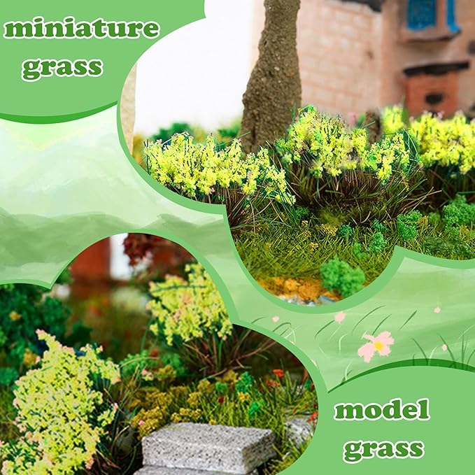Warmtree Hand Torn Model Grass Tufts Flower Cluster for Miniature Scenery Applicable for N & HO Scale for Train Layouts,Diorama Supplies,and Architectural Models (Yellow)