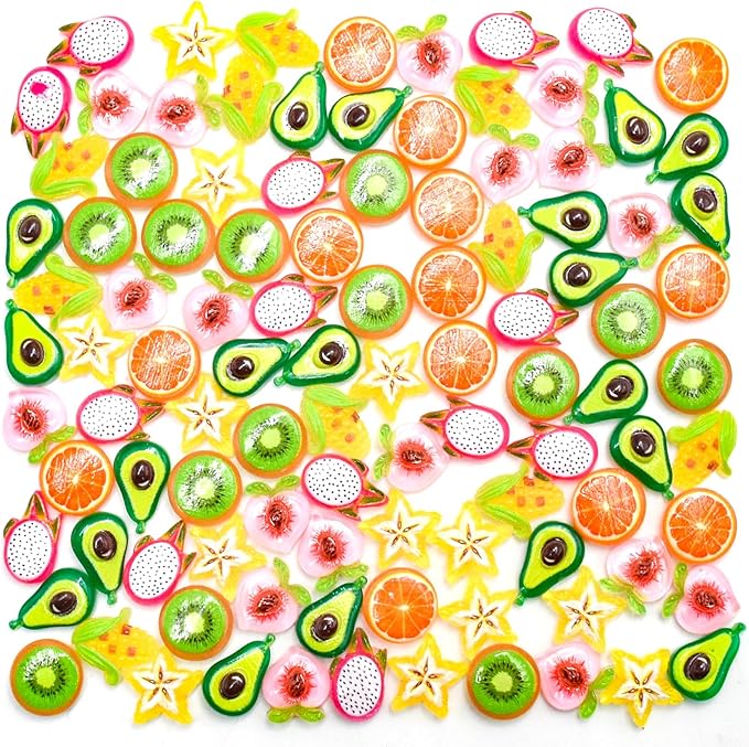 100 Pieces Mini Fruits for Dollhouse Miniatures Mini Food for Crafts Tiny Resin Things for Dollhouse Mini Kitchen Micro Landscaping Decoration