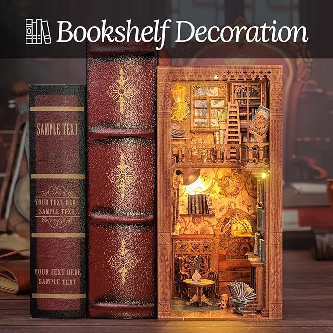 CUTEBEE Book Nook Kit - DIY Miniature House Dollhouse Kit for Adults and Teens, Booknook Tiny House Bookshelf Decor 3D Wooden Puzzle, Gifts for Family, Friends Eternal Bookstore
