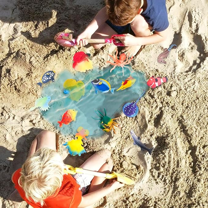 10 Pcs Fish Animal Figure Water Toys, Sea Animal Color Changing Toys, Sea Creatures for Kids 3 Years and up, for Themed Parties, Cake Topper, Kids Easter Basket