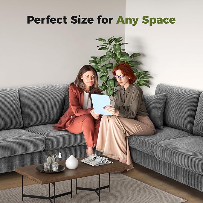 Kidirect 70in Corduroy Couch, Sofa No Tool Assembly, Comfy Couches for Living Room 21in Deeper Seats, Corduroy Sofas for Living Room with 2 Pillows, Oversized Loveseat Sofa, Boho Love Seat Grey Couch