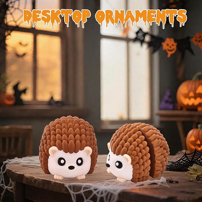 4 Inches 3D Printed Hedgehog Figurines, Animal Figurines, Articulated Fidget Toys, Desk Decoration, Party Favor, Birthday Gifts, Office Display, Collectible Animals for Boys and Girls