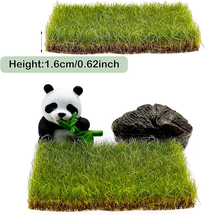 Woohome 2 PCS Static Grass Tuft Railway Artificial Grass for Train Scenery, Railway Landscape, Military Sand Table DIY, Yellowish Green