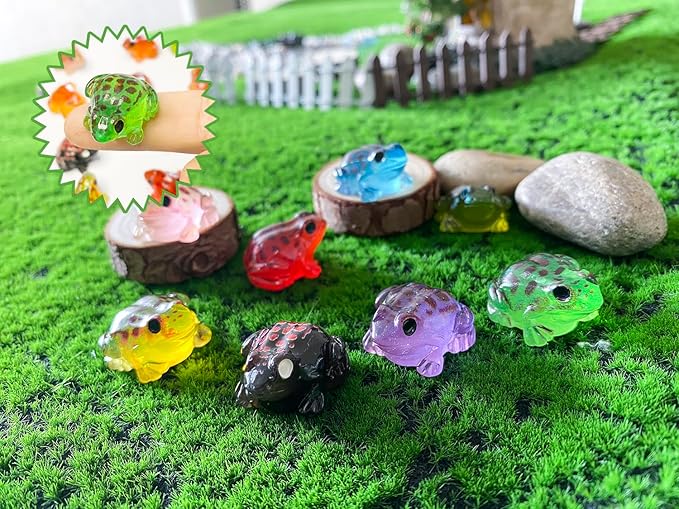 40 Pieces Resin Mini Frogs Luminous Mini Animals 10 Colors Tiny Animals for Crafts Dollhouse Fairy Garden Micro Moss Landscape Aquarium Potted Plant Decor (Frog2)