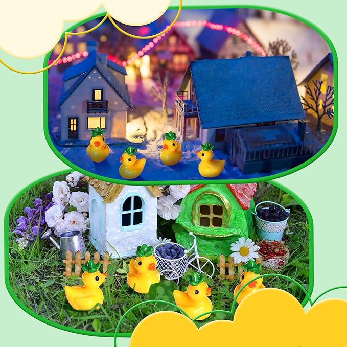 Seenelling 100 Pcs Summer Mini Resin Pineapple Ducks Tiny Pineapple Duck Figurines for Miniature Landscape Garden Accessories Dollhouse Summer Holiday Decoration