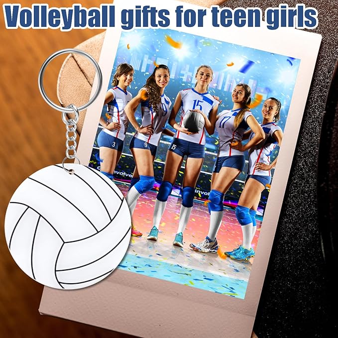 Yaure Joy 12 Pcs Volleyball Acrylic Keychain bulk with 1 Black Marker for DIY Sports Party Favor