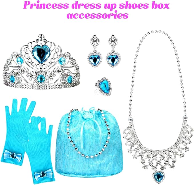Princess Dress Up Shoes Set, Girls Role Play Dress Up Toys, Toddler Pretend Jewelry Boutique Kit Gift Set for Little Girls Aged 3-6 Years Old