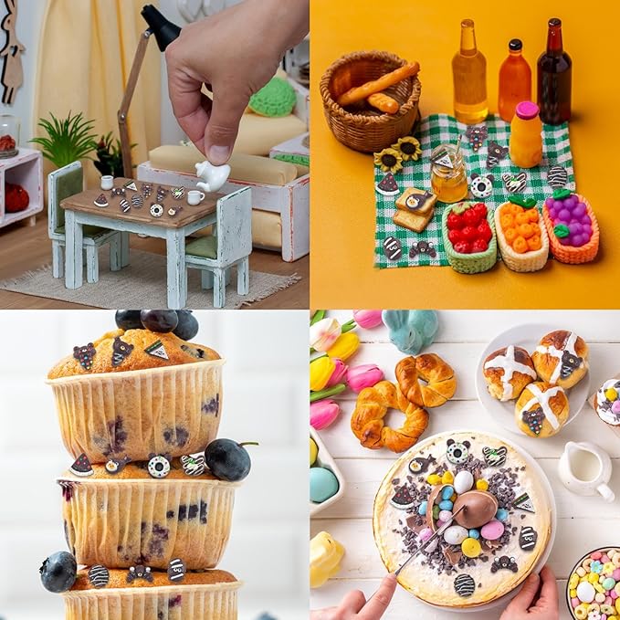 200 PCS Colorful Mini Resin Chocolate Dessert Series Figures for Crafts Tiny Resin Baking Food Miniature Things for Dollhouse Fairy Garden Micro Landscaping Decoration Cake Toppers Decor