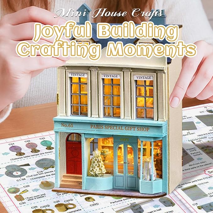 Kisoy Romantic and Cute Dolls' Rooms DIY Miniature House Kit Creative Room Perfect DIY Gift for Friends, Lovers and Families (Paris Gift Store)