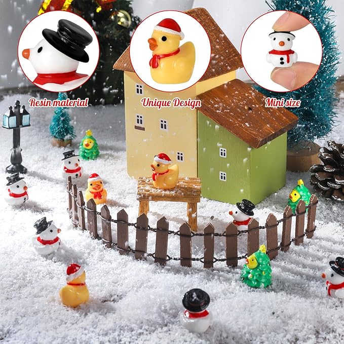 60 Pcs Christmas Resin Ducks, Novelty Mini Resin Ducks, Snowman Duck, Christmas Tree Duck, Xmas Party Favor Holiday Stocking Fill Stuffers