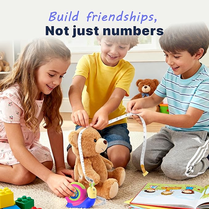 8ft Tape Measure for Kids, STEM Educational Tool with Level, Protractor and Eraser, Retractable Snail Shaped Measuring Tapes, Child-Safe Stocking Stuffers Gift for Boys & Girls 3+, Green