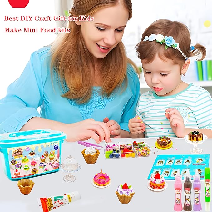 14 Pieces Miniature Desserts,Making Mini Food Set Toys,Kitchen Pretend Food DIY Mini Craft Kits for Kids Age 8-13 Girls Gift for Christmas, Birthday,Play Food, NOT Edible