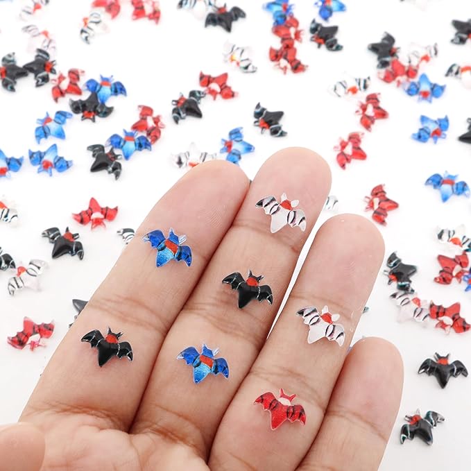 120Pcs Colorful Mini Bats, Miniature Little Resin Small Bat Decoration, Tiny Bats for DIY Crafts, Mini Resin Animals Plastic Figurines for Fairy Garden Micro Landscaping Decor