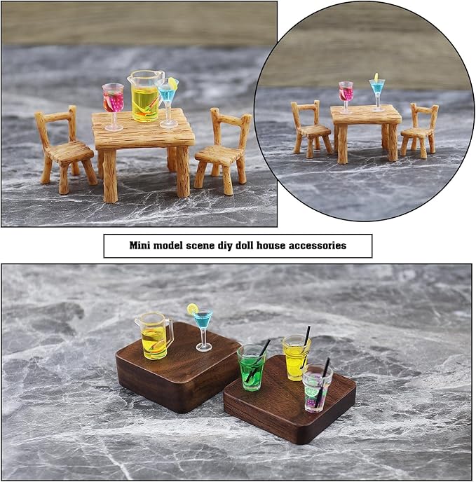 The Lord of the Tools 13PCS Dollhouse Miniature Wine Bottles 1:12 Scale Cocktail Cup Drink Juice Tea Beverage Bottle Toys Simulation Kitchen Model for Dollhouse Kitchen Decor
