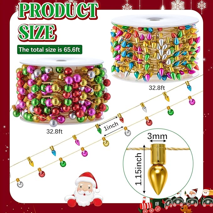 Tuanse 65.6 ft Dollhouse Fake String Lights Decorations Miniature Light String Crafts for Doll House Furniture Accessories Wedding Party Decor(Popular)