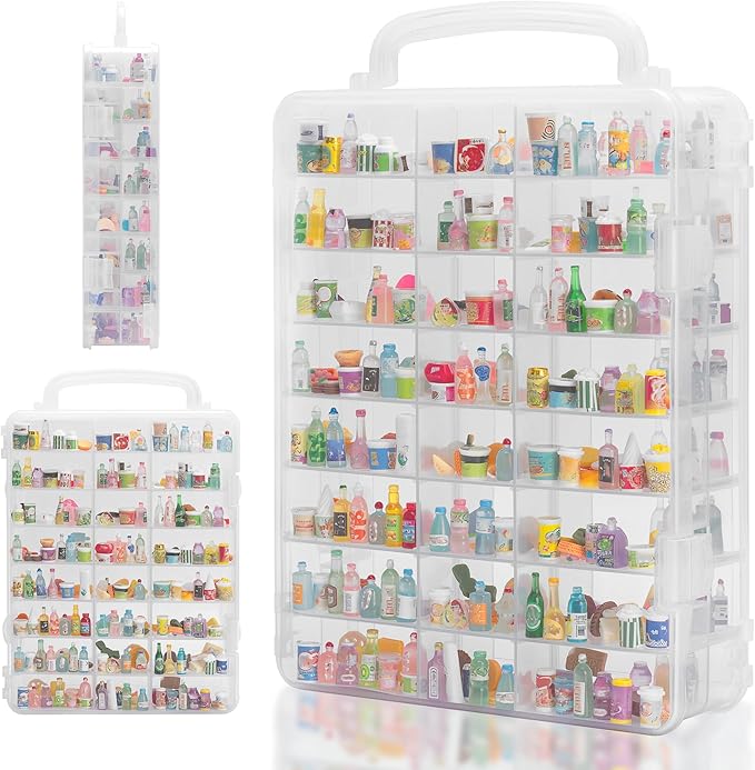 48 Slots Mini Brand Storage Case with Mini Brands Collector Toys,Transparent Compartment for Miniatures(Case Only)