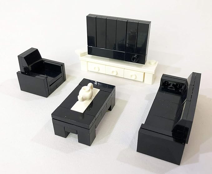 Brick Loot Toy Building Blocks Furniture Set – Minifigure City for Adults & Kids Age 6+, 100% Compatible with Lego & Major Brands, Includes Sofa, Bed, Bookshelf, TV, 236 Pieces