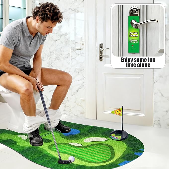 PITCOTT Toilet Golf Game, Mini Golf That Can Be Played in The Bathroom - Wonderful Toilet Time, Gag Gifts,Funny White Elephant Gift, Prank Gift for Dad Husband, Boyfriend, Men