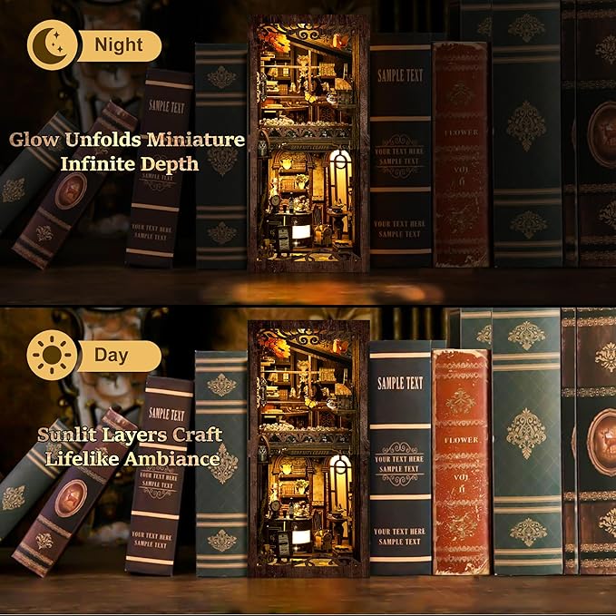 CRIOLPO DIY Book Nook Kit - 3D Wooden Doll House for Adults Miniature House kit with LED Lights for Book Lovers and Collectors