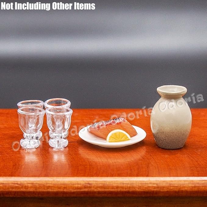 Odoria 1/12 Miniature Empty Wine Glasses 4Pcs Dollhouse Decoration Accessories, A