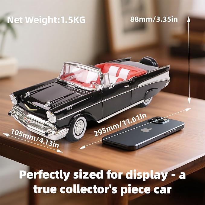 1957 Chevrolet Bel Air Convertible 1:18 Diecast Model Car Working Doors, Premium Alloy Classic Collection Car Collector's for Kids Men and Teens Dad 14+ Year