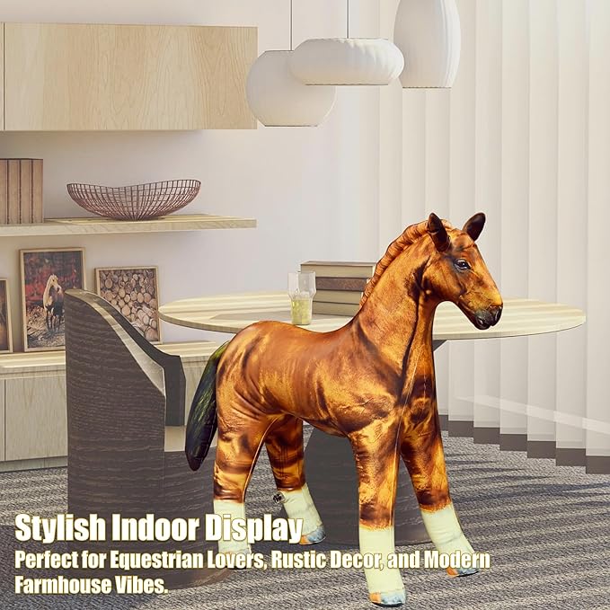 Jet Creations 38" L, Inflatable Horse Toys, Golden Brown Blow-Up Horse Toy Figure for Decoration or Play, Livestock Theme Party, Birthday, VBS, Photo Prop, Thanksgiving, Christmas Winter