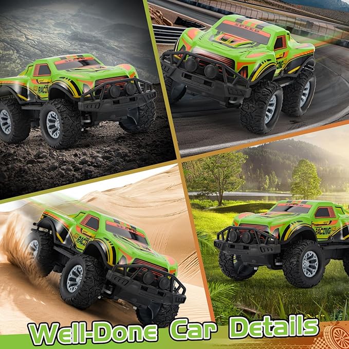 Remote Control Cool Off-Road Vehicle Truck, 2.4GHz RC Car with LED Lights, 1:20 Scale Off-Road Vehicle, Red RC Truck,Remote Control car from a Long Distance,Gifts for Children (Green)