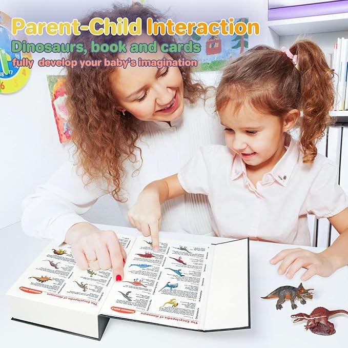 Dinosaur Toys for Kids 3-5 5-7, 50 pcs Realistic Dinosaurs with Book & Dinosaurs Learning Cards - Educational Small Dinosaur Figures for Party Favors Gifts, Boys and Girl 8-12 Year Old