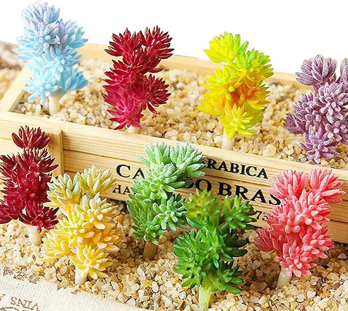 Cayway 21 PCS Multicolor Plastic Succulent Plants, 3 Styles, Mixed Faux Succulents for Home Decor, Indoor/Outdoor Use