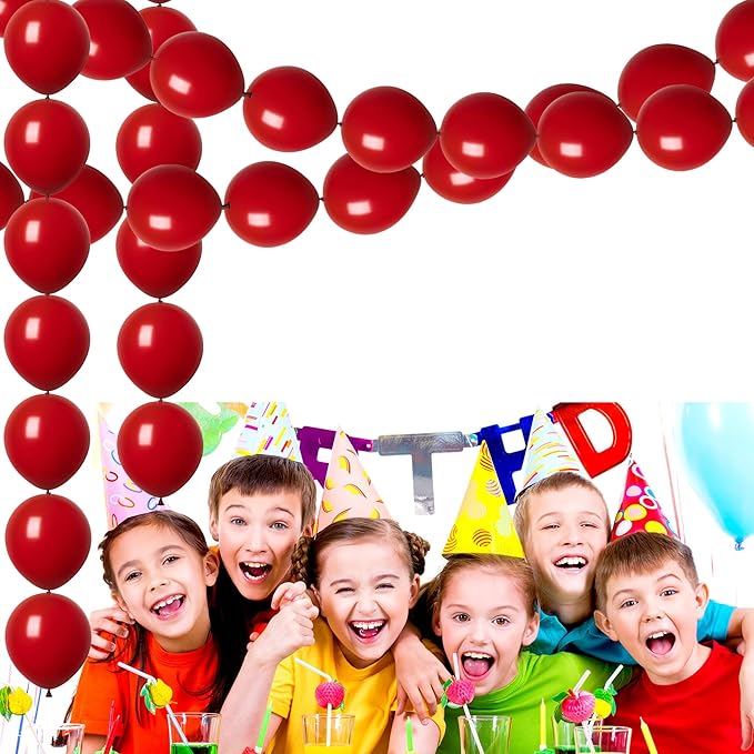ADIDO EVA Link Balloons Dark Red 6 Inch Latex Quick Linkale Balloon 80 Pcs for Birthday, Halloween, Christmas, Party Festival Decorations