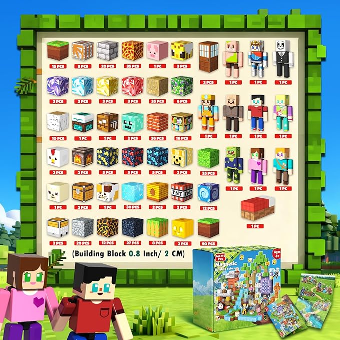 464 Pcs Magnetic Building Blocks with 10 Magnetic Figures - Magnetic Blocks for Kids Ages 4-8, Magnet Cubes Stacking, STEM Toys, Birthday Gift for 3 4 5 6 7 8-12 Year Old Boys Girls (Patent Pending)