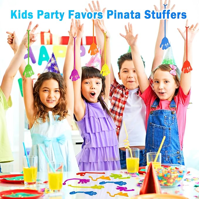 Sticky Hands Bulk 48 PCS Party Favors for Kids 4-8 8-12 Stretchy Sticky Hand Toy Valentines Day Gifts for Kids Goodie Bag Stuffers Fillers Small Classroom Prizes Student Gifts Birthday Party Supplies