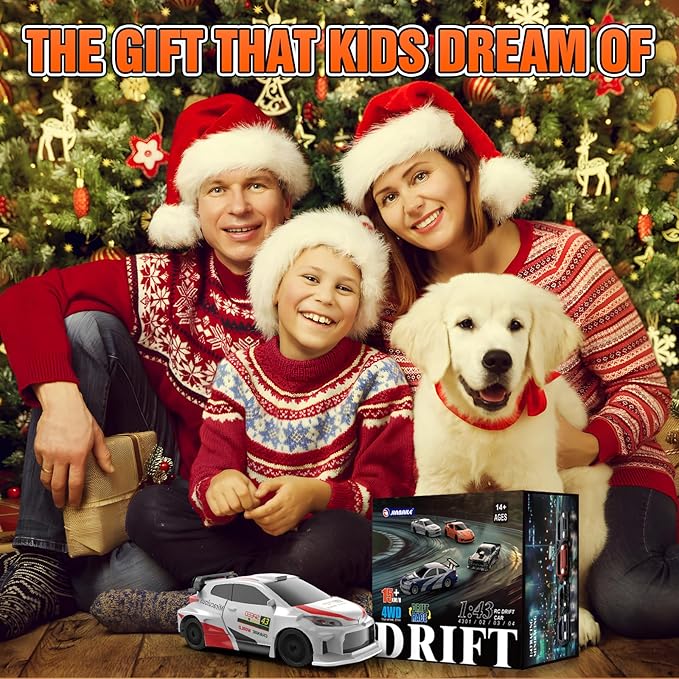 RC Drift car, 1/43 Mini Rc Drift car with Gyroscope, 2.4GHz Full Proportional Remote control Cars, 4WD High Speed Racing with Lights, Racing Tires, Model Cars Gift for Adults, Kids, Boys, Girls
