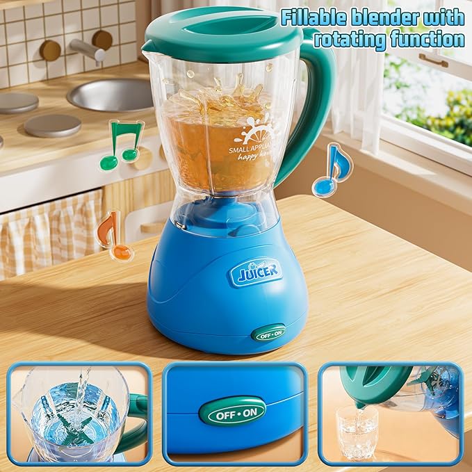 3-in-1 Play Kitchen Appliances Set for Kids, Pretend Play Toys with Blender, Mixers, Water Dispenser, Realistic Sounds & Light, Birthday Gifts for 3-8 Year Old Girl