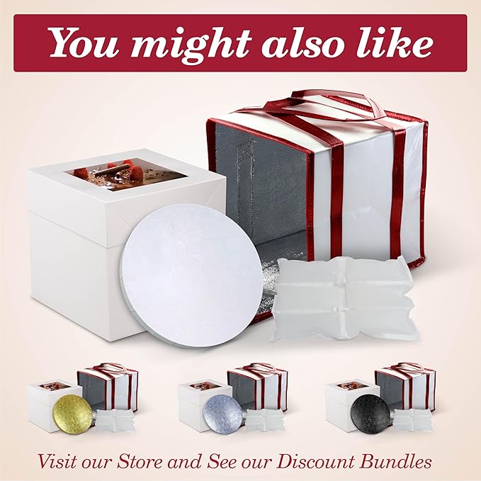 Cakebon Round Cake Boards - Sturdy 1/2 Inch Thick Drums - 12 Inch Professional Smooth Straight Edges Silver 3-Pack