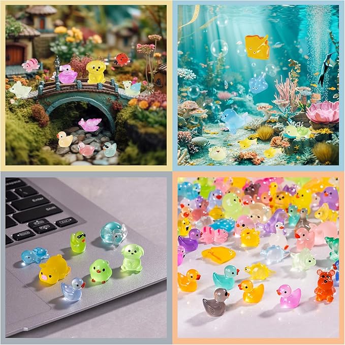 120pcs Tiny Resin Animals Figures to Hide Mini Resin Animals Bulk for Miniature Fairy Garden Accessories Micro Landscape Aquarium Potted Decoration