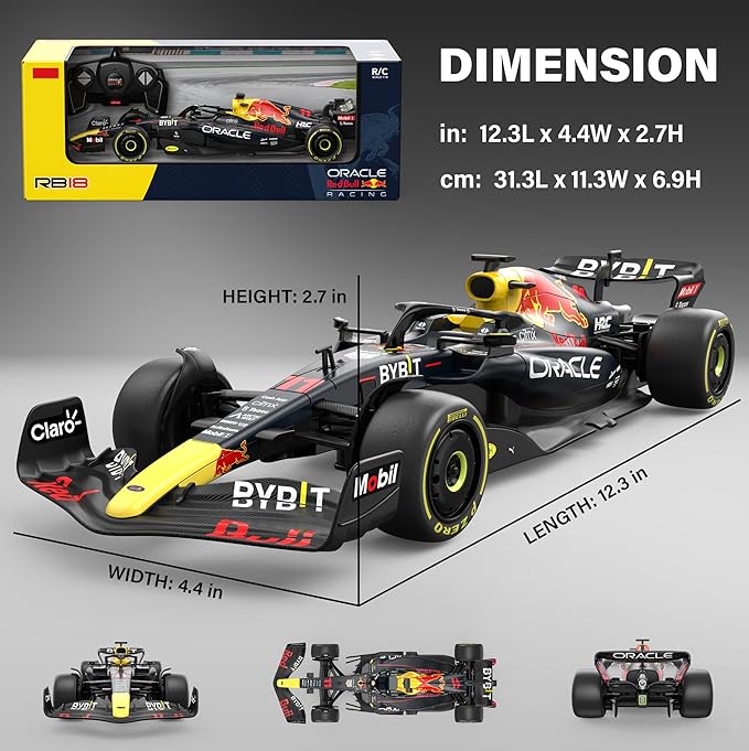 Voltz Toys Authentic Licensed 1:18 F1 RedBull Rb18 Car Remote Control Car - F1 Collection RC car Series for Kids and Adults - 2.4GHz RC Car for Gift (1:18 RedBull Rb18(NO.11))