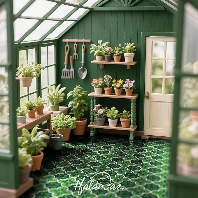 Halandar Dollhouse Flooring Tiles on 1/12 1/6 Scale Miniature Decor Accessories 128pcs Double-Sided