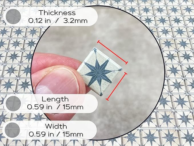 150 pcs, Dollhouse Flooring, 1:12 Scale Doll House Tiles, Miniature Checkerboard Floor, REDUCIO! (Victorian Star)
