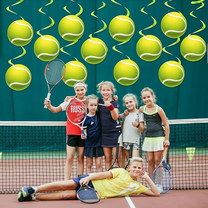 Tennis Party Hanging Swirls Tennis Birthday Party Decoration 20pcs Tennis Ball Themed Swirl Ceiling Sport Party Hanging Streamer for Tennis Player Lover Party Baby Shower Supplies