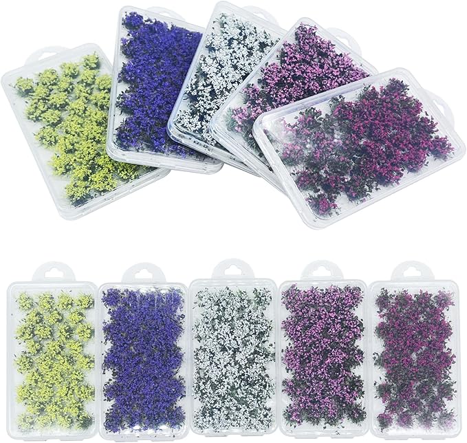 Woohome Purple Static Grass Tufts, 32 PCS Nylon Sculpture for DIY Architecture Building Model Train Landscape Railroad Scenery