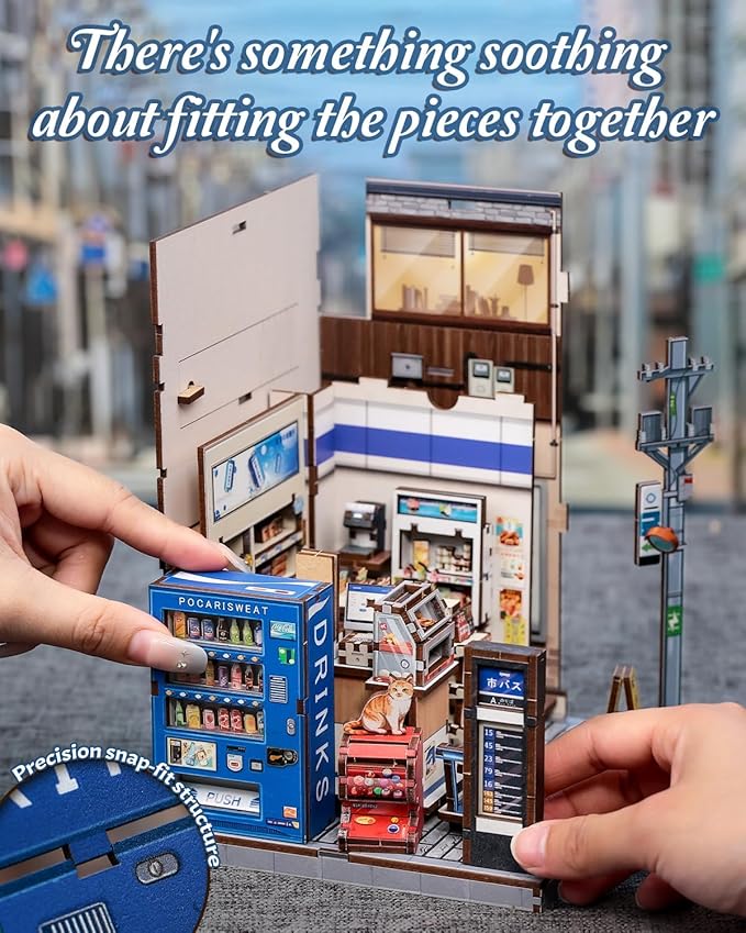 Book Nook Kit, DIY Miniature House Kits for Adult and Teens, Dollhouse Tiny Booknook Garden House Bookshelf, DIY Craft Gifts for Family and Friends (Beika-cho Convenience Store)