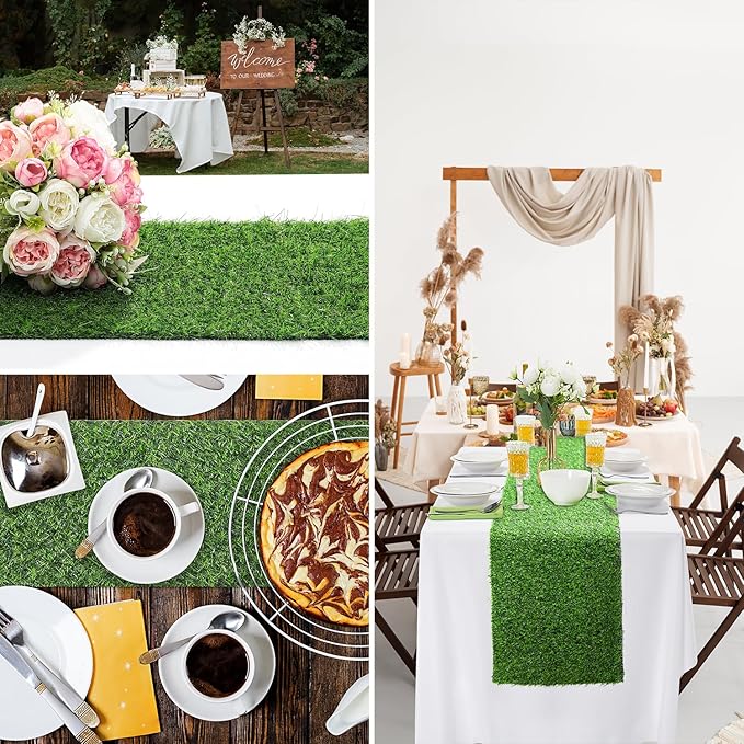 Artificial Grass Table Runners-13 x 108 Inches Faux Grass Table Runner for Golf Themed Party,Synthetic Turf Table Runner for Wedding Party, Birthday, Banquet, Baby Shower, Home Decor