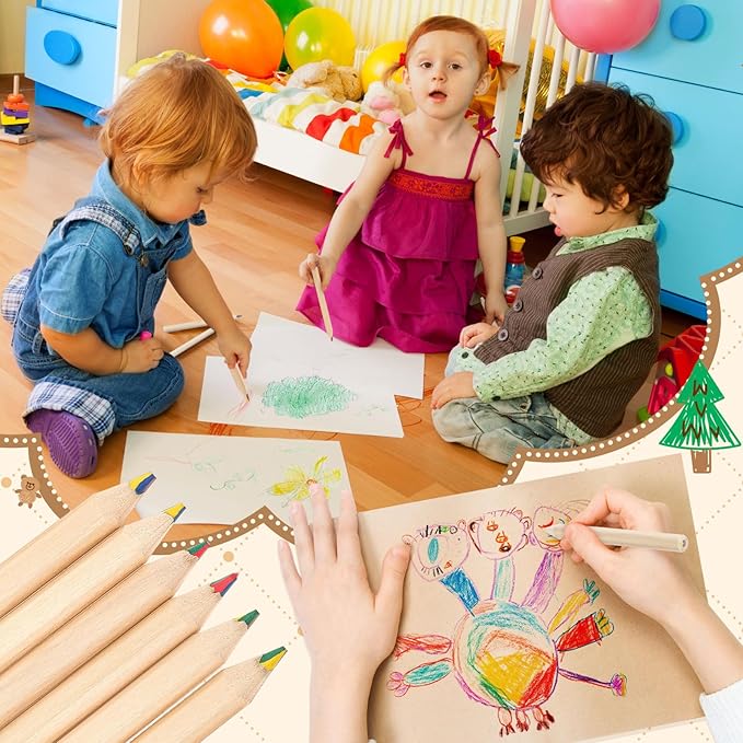 Ctosree 24 Packs 4 in 1 Rainbow Pencils 3.5 Inch Mini Colored Pencils Bulk in Kraft Boxes Valentine's Day Gift for Kids Classroom 100th Day of School Drawing Birthday Party Favor, 6 Per Pack