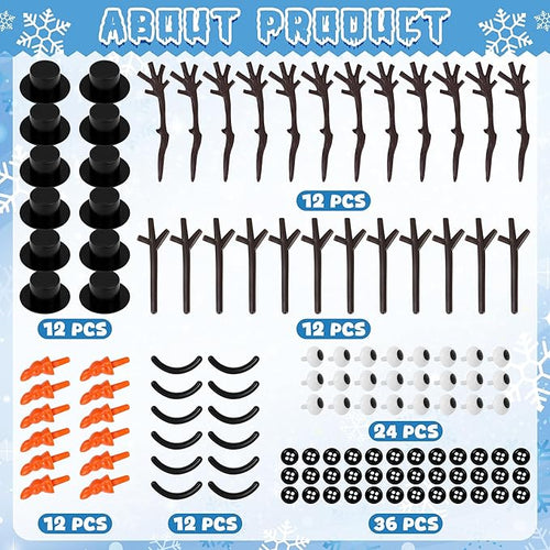 12 Pack Build a Snowman Indoor Decor, Christmas Crafts, Snowman Making Kit for Kid, Christmas Stocking Stuffers for Girls, Boys, Creative Kids Air Dry Modeling Clay for Holiday Activities